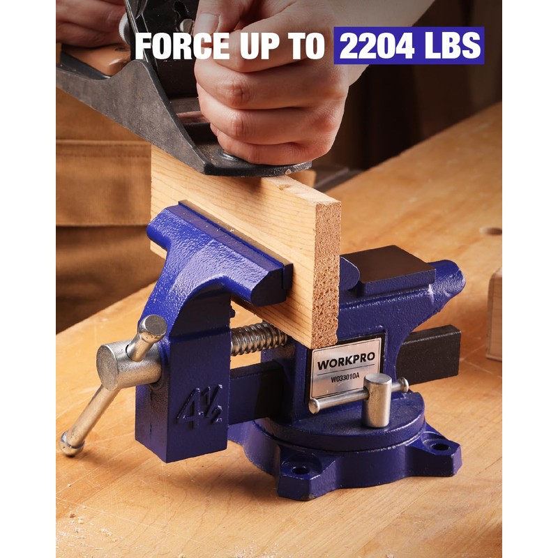 WORKPRO Bench Vise, 4-1/2" Vice for Workbench, Utility Combination Pipe