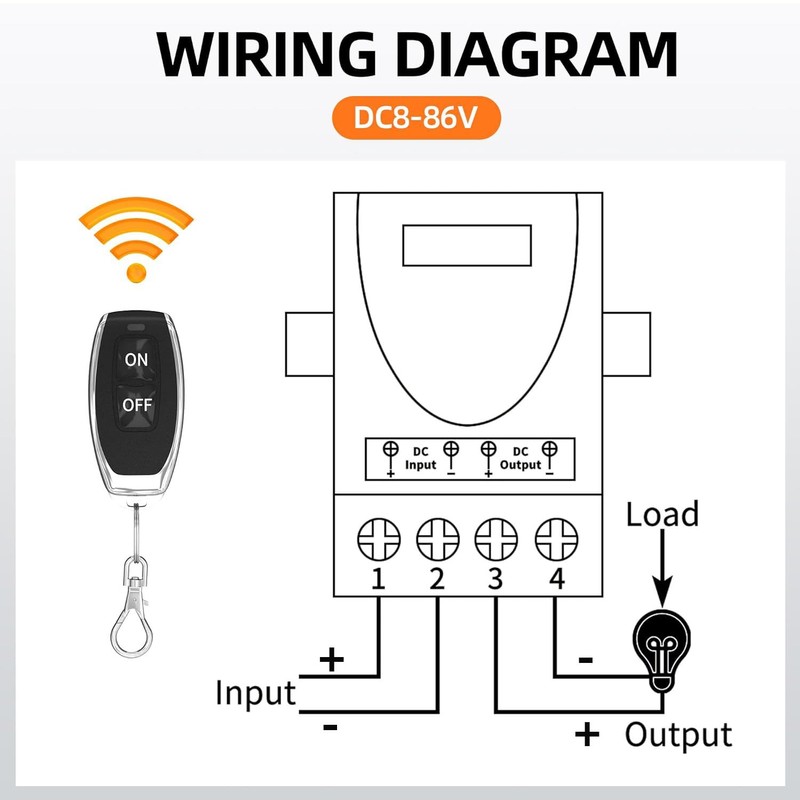 GUUZI Wireless Remote Switch, DC 12-72V/30A Relay, Wireless RF Switch