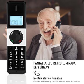 AEGTVA Teléfono Inalámbrico,Teléfono de Casa,Teléfono de Mano,Bloqueo Llamadas -LCD Identificador de Llamadas - Agenda de 50 Números, Llamada Tripartita,Adecuado para Oficina de Negocios en Casa