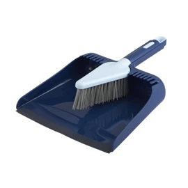 Casabella Wayclean Handheld Angled, Medium, Grey Dustpan and Brush Set, Green and Taupe
