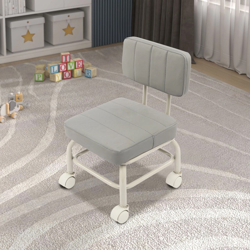 Low Rolling Stool, Roller Seat with Universal Swivel Caster Wheels