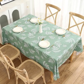 Heavy Duty Vinyl Tablecloth with Flannel Backing Waterproof Oil-Proof PVC Table Cloth Stain-Resistant Wipeable Rectangle or Square Table Cover (Mint Leaf, 60X102 Inch)
