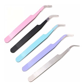 5 Pcs Sticker Tweezers for Crafting, Curved Craft Tweezers Stainless Steel, Multipurpose Precision Crafting Tweezer for Scrapbooking, Jewelry Making, Lash Extensions, DIY Projects​ (Multicolor)