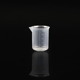 2 Piece Scientific Cup Set Measuring Cylinder Lab Plastic Graduated Jug Bottles for Lab Grip Low Shape with Printed Graduation 100ml