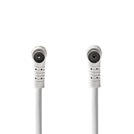 Nedis Coaxial Cable - IEC (Coax) Plug - IEC (Coax) Socket - Nickel Plated - 120 dB - 75 Ohm - 4x Shielded - 5.00 m - Round - PVC - White - Label