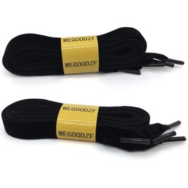 WEGOODZF Flat Wide Velvet Shoelaces: 2 Pairs 1.6CM Single Side Black Velvet Laces for Women 31 Inch