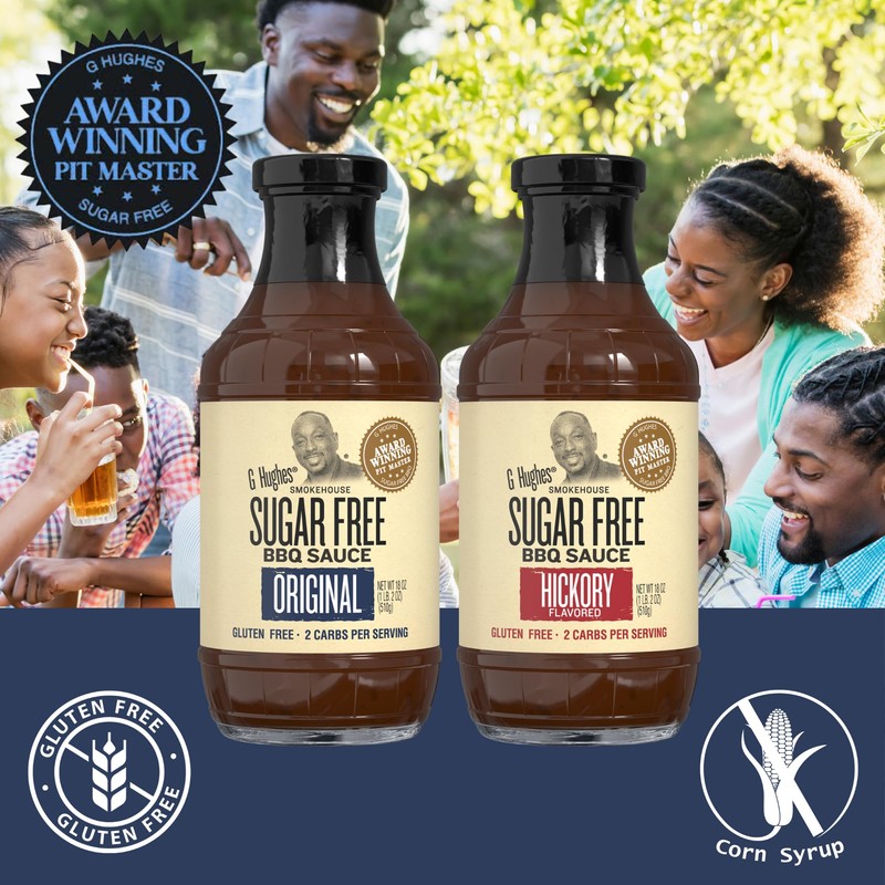 G Hughes Sugar Free BBQ Sauces, Hickory & Original Sugar
