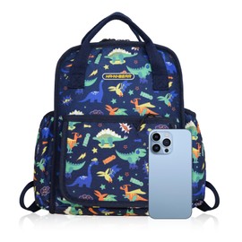 Bettinay Dinosaur Backpack with Large Side Pockets, Toddler Backpacks Boy, Kids Baby Rucksack for Nursery