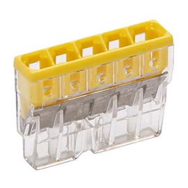 Kopp 33346412 WAGO Compact Junction Terminal 5 Way Block Yellow 0.5 – 2.5 mm² Pack of 10, Clear/Yellow