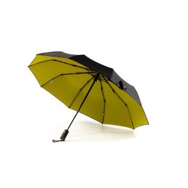 Krago Automatic Open and Close 10 Fiberglass Ribs Heavy Duty Umbrella - Compact Travel Umbrella with Double Canopy for Men and Women, Yellow, yellow