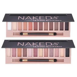 2 Pack 12 Color Makeup Nude Colors Eyeshadow Palette Natural Nude Matte Shimmer Glitter Pigment Eye Shadow Pallete Set Waterproof Smokey Cosmetic