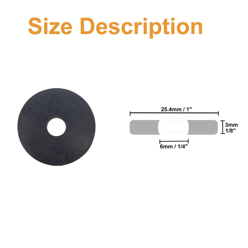120pcs 1/4" ID(OD=1", 1/8" Thickness) Rubber Flat Washer Flat Rubber