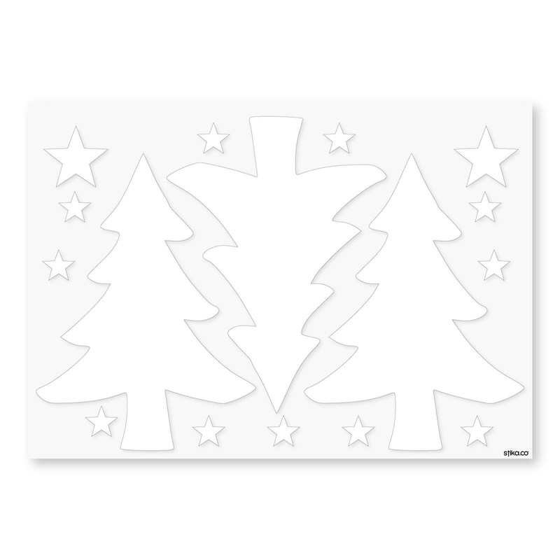 Large Pack Christmas Houses Trees Silhouettes, Window dressing Sticker, Spread