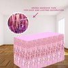 2 Packs Pink Metallic Foil Fringe Tinsel Table Skirts for