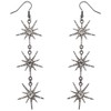 Lux Accessories Hematite Three Tier Starburst Special Occasion Dangle Earrings