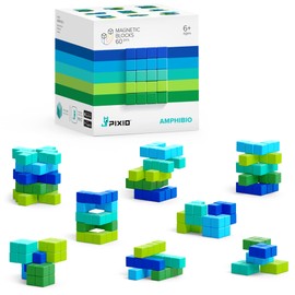 PIXIO Amphibio- Tiny Magnetic Blocks Building Toy in The Pixel Art Style with Free App - 5/16" Plastic Cubes with 6 Magnets Inside - Open Ended Toy - Creativity Toy for Ages 6+