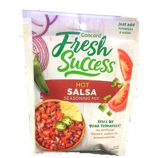 Concord Salsa Mix, Hot, 1.06-Ounce Pouches (Pack of 18 )