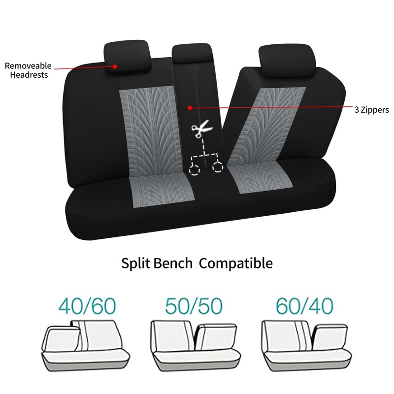 VarCozy Car Seat Covers Full Set, Front & Split Rear