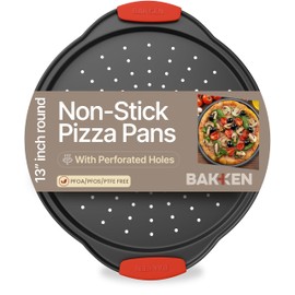 Pizza Tray Carbon Steel Pizza Pan with Holes and Non-Stick Coating – PFOA PFOS and PTFE Free by Bakken