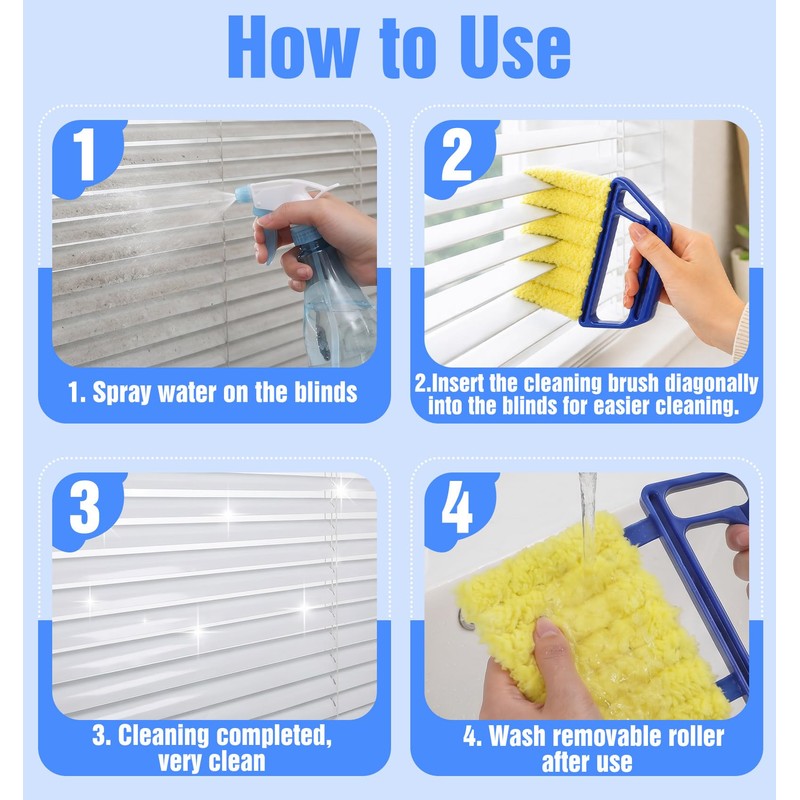 2 Pcs Blind Duster for Wood Blinds, 7 Finger Blind