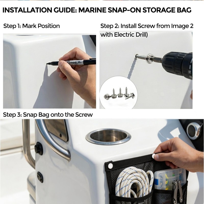 Marine Mesh Double Pocket Boat Gear Storage Bag, Polyester Boat