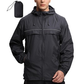 V VALANCH Mens Packable Rain Jacket Waterproof Lightweight Windbreaker with Hood Outdoor Raincoat for Hiking Running Travel