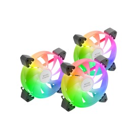 MARSGAMING MF-3A, Kit 3x FDB Ultra Quiet Fan ARGB Rainbow 360° Frameless Lighting, 3-in-1 Fan with Full ARGB Compatibility, Dual ARGB Male + Female Connector, Black