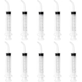 Dental Irrigation Syringe with Curved Tip,10Pcs Curved Tip Syringe Dental Syringes,Plastic Dental Irrigation Syringe with Curved Tip,Irrigation Syringe Oral Irrigator Curved Syringe Injection Syringe