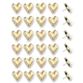 KEYDUACU 30 Alfileres Decorativos de Corazón, Dorados, Ideales para Tablones de Anuncios, Oficina O Hogar (30 Unidades Doradas)