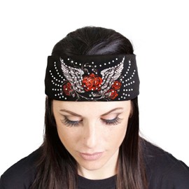 Milwaukee Leather | Bling Designed Wide Headbands-Headwraps for Women Biker Bandana - One Size