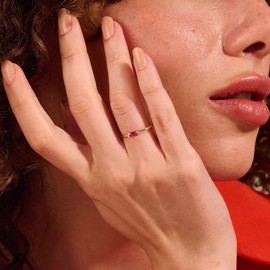 KOHOTA Dainty Gold Birthstone Rings for Women 14k Gold Plated Non Tarnish Thumb Stackable Ring Mothers Birthday Gifts Engagement Wedding Promise Rings Emerald Green Gemstone Jewelry Band Size 6-10