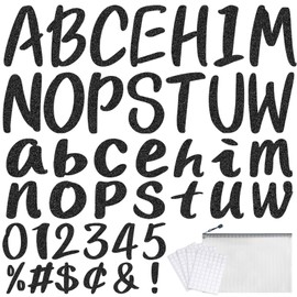 273 Pcs 4 Inch Glitter Bulletin Board Letters Set - Poster Board Letter Cutouts with Alphabet, Symbols, Numbers, Storage Bag - Classroom Decor, DIY Projects, Teacher Supplies, Office (Black)