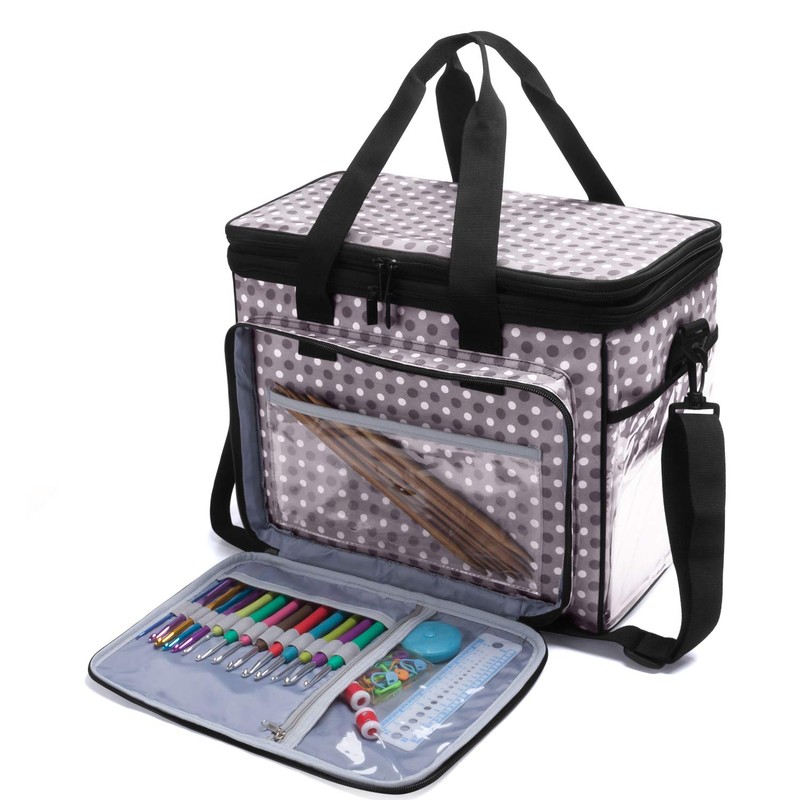 Teamoy Knitting Bag, Yarn Tote Organizer with Cover and Inner