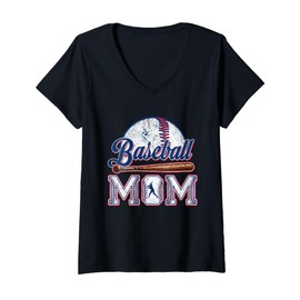 Womens Baseball Mom Gift - Cheering Mother of Boys Outfit V-Neck T-Shirt