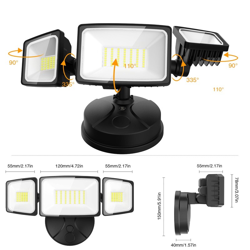 Onforu 75W Flood Lights Outdoor, 7000LM Brightness Security Lights Switch