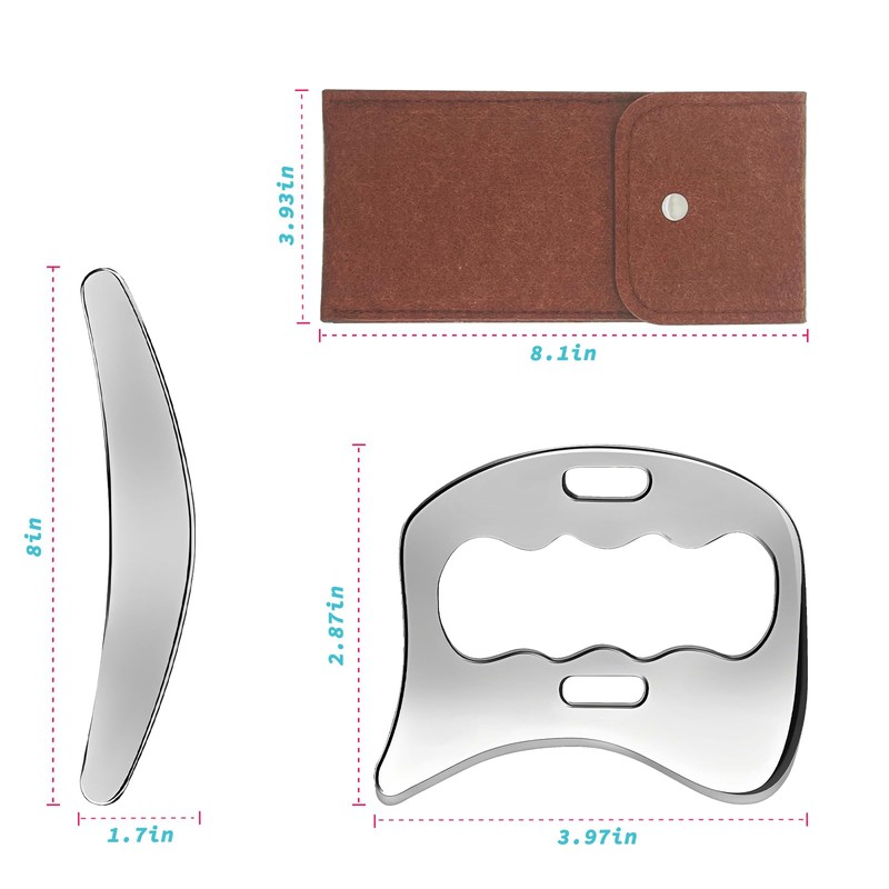 2-in-1 Stainless Steel Gua Sha Muscle Scraper Tool, Myofascial Scraping