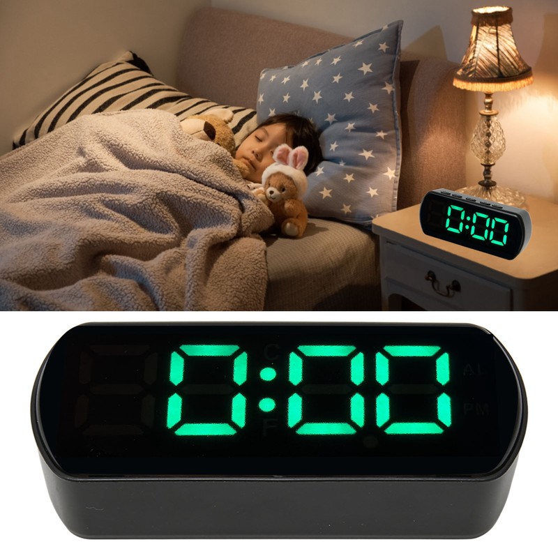 LED Clock Dual Mode Auto Dimming Temperature Display Snooze Function