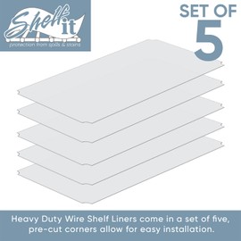 Shelf It 5 Pack Heavy Duty Metal Shelf Liners 36" x 14" Made in The USA Pre-Cut Corners for Easy Installation, Protects Surfaces from Spills & Stains