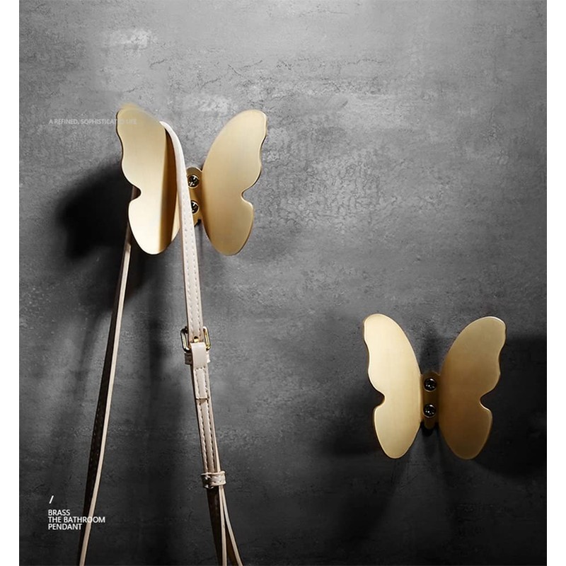 Primst 3PCS Brass Butterfly Hooks with Screws, Decorative Wall Mounted