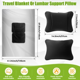 2-in-1Travel Blanket and Lumbar Support Pillow, Foldable Compact Airplane Travel Blanket Functioned as Lumbar Support Pillow, Multi-Purpose for Office Car and Travel Comfort and Warmth