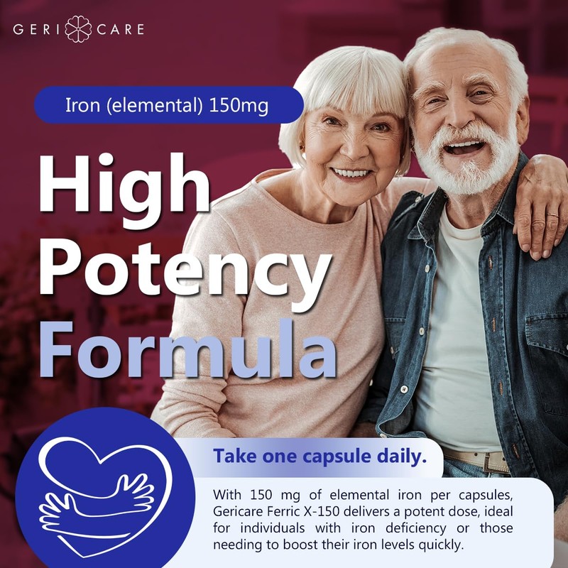 GeriCare Ferric X-150 High Potency Polysaccharide Iron Supplement, Elemental Iron