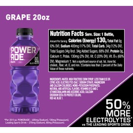 POWERADE Sports Drink Grape, 20 Ounce (Pack of 24)