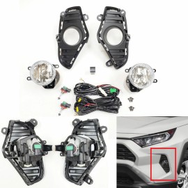 Mechanic Force Front Bumper Driving Fog Light Kit Fit 2019-2024 TY Rav4 Bezel Wire Switch Relay