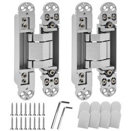 ANMILIY 6" Hidden Door Hinge,Invisible Door Silent Door Hinge,180 Degree Swing Hinge 3-Way Adjustable Butt Hinge(Silver, 6 x 2.5 x 1)