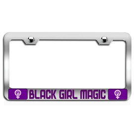 Makoroni - Black Girl Magic Feminism Girl Power Ch Steel Auto SUV License Plate Frame Tag Holder