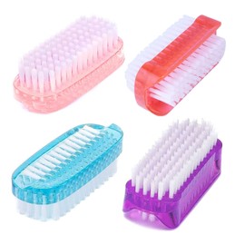 4 Pcs Nail Clean Brush，Plastic Handle Nail Finger Tip Scrubbing Brushes Double Sided & Vertical Cleaning Scrubbing Brush for Toes Nails Hands Garden, Home & Salon Use