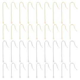 UNICRAFTALE About 160Pcs 2 Size 316 Surgical Stainless Steel Earring Hooks Golden Earring Hooks with Vertical Loops Pin 0.7mm French Fish Wire Earrings for Jewelry Making Hole 1.5mm