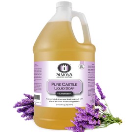 La Almona - Pure Castile Liquid Soap, LAVENDER, 1 Gallon - Multipurpose: Hands, Face, Body, Laundry, Dishes & More - For Sensitive Skin, All-Natural Ingredients, Scented with Essential Oils