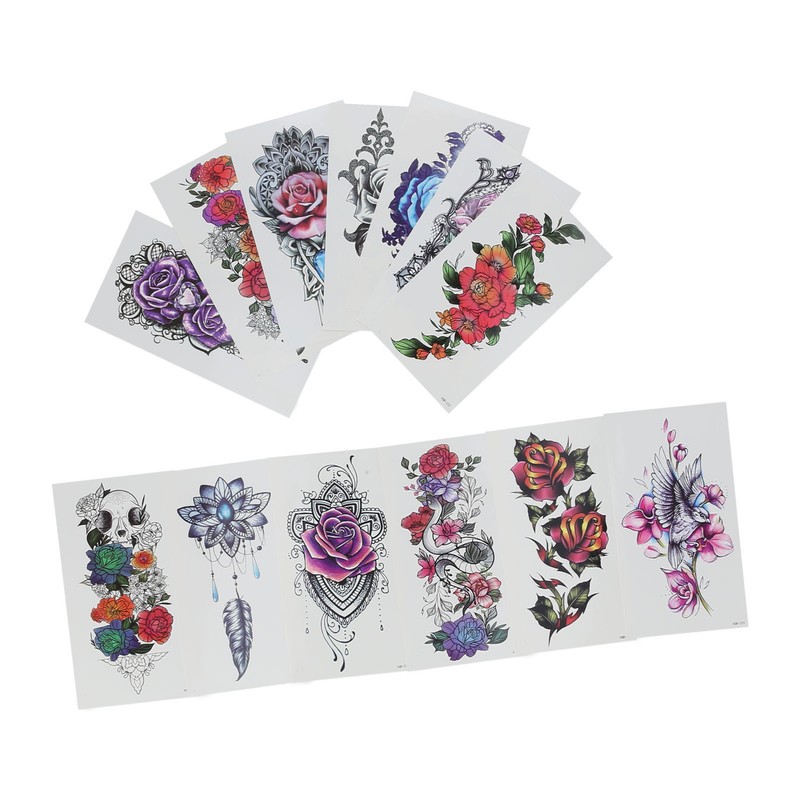 20pcs Temporary Tattoos Stickers Waterproof Long Lasting Flower Fake Tattoo