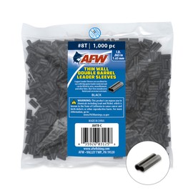 AFW American Fishing Wire Thin Wall Double Barrel Crimp Sleeves, Size #8T/.065", Black, 1,000 pc